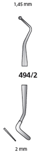 Gömbtömő spatula 1,4/2,5mm