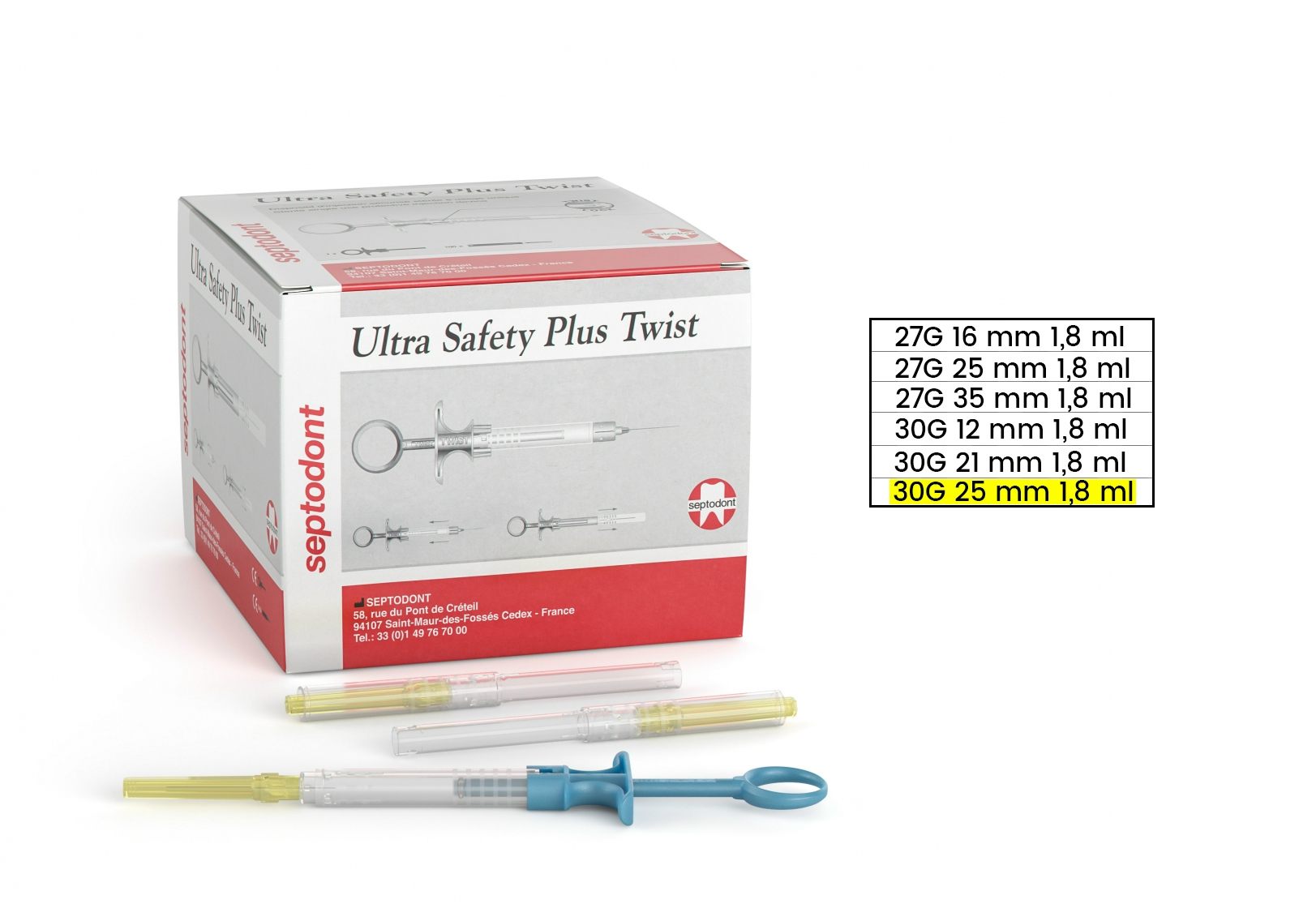 Ultra Safety Plus TWIST 30G 25 mm 1,8 ml  (100 db steril tű + 1 sterilizálható fecskendő)