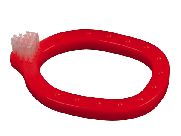 Infant-O-Brush gyerek tanuló fogkefe egy foggyűrűbe integrálva, piros