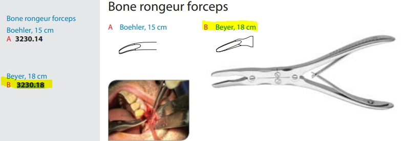 Bone rongeur forceps, Beyer, round,18cm